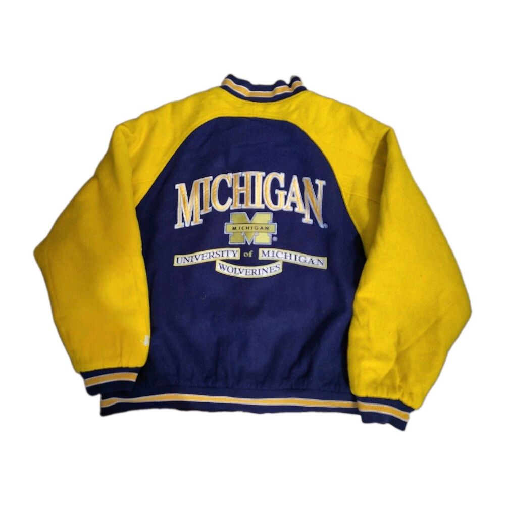 Vintage Michigan Wolverines Jacket L Logo Athletic Varsity Letterman NCAA READ